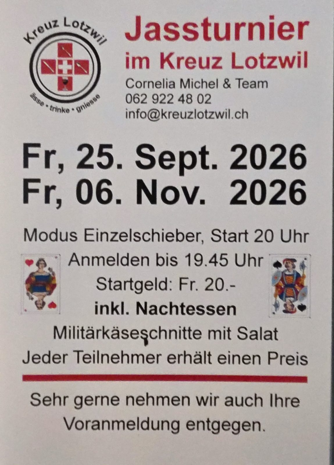 Jassturnier Lotzwil