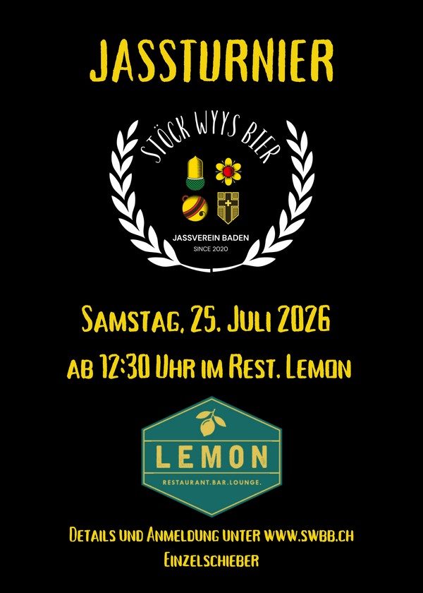 Sommer-Jassturnier (Einzelschieber) im Lemon Baden